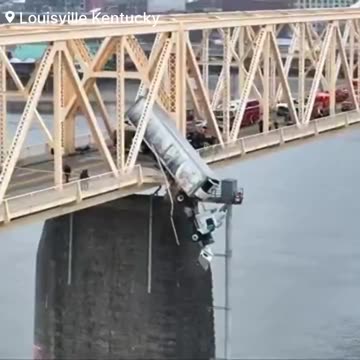 Semi-Truck Dangles Off the Bridge Connecting Kentucky and Indiana