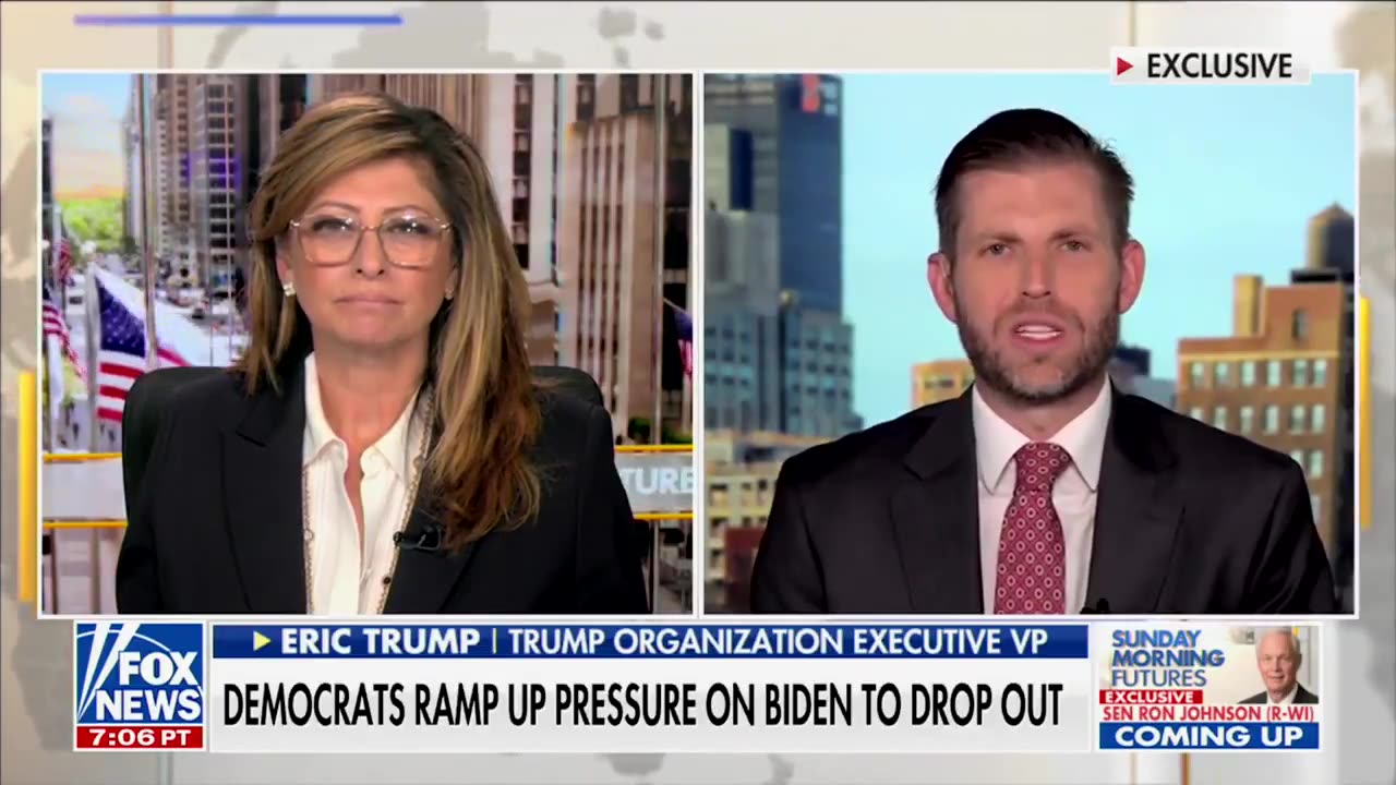 Eric Trump: Democrats are in total chaos, 39+ are asking Biden to drop out.