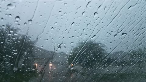 Rain Sound For Sleeping 30 Minutes Relaxing Raining On Car Glass Windows Thunder Sounds Heavy Drops