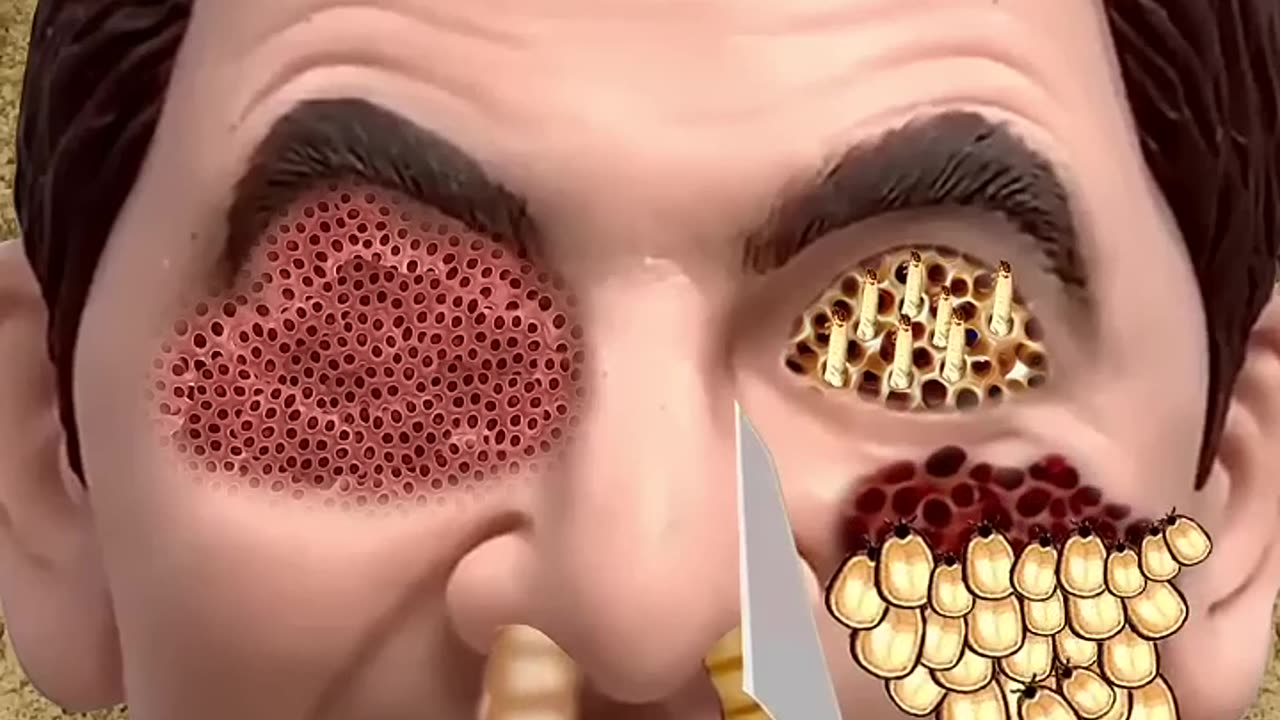 ASMR removing ticks and maggots from Mr Bean.