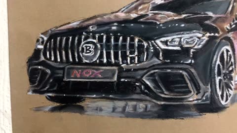 Drawing a Mercedes AMG brabus using oil pastels