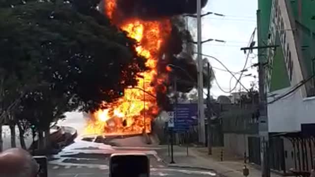 Explosion , truck fluid inflamed