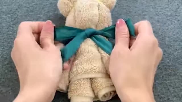 A lovely teddy bear made with towel and love