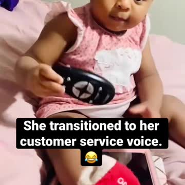 Customer service baby takes a phone call! 📞