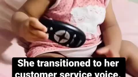 Customer service baby takes a phone call! 📞