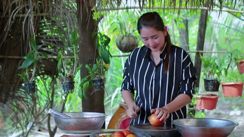 Buying some squid from amazing seafood market in my country for recipe