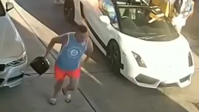 Caught Fire In Lamborghini While Pouring Diesel In The Pump Station