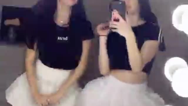 Two Beautiful Girls Dancing In Front Of The Mirror Part 2