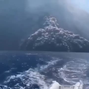 Stromboli volcano erupting. Italy.