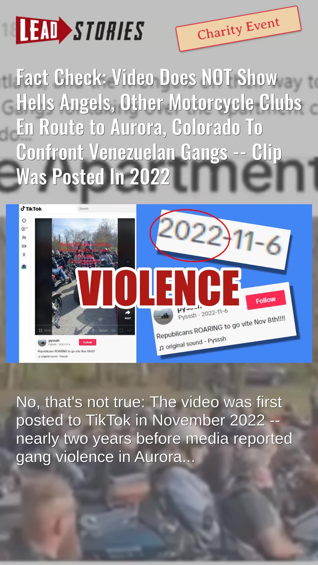 Fact Check: Video Does NOT Show Hells Angels En Route to Aurora, Colorado To Fight Venezuelan Gangs