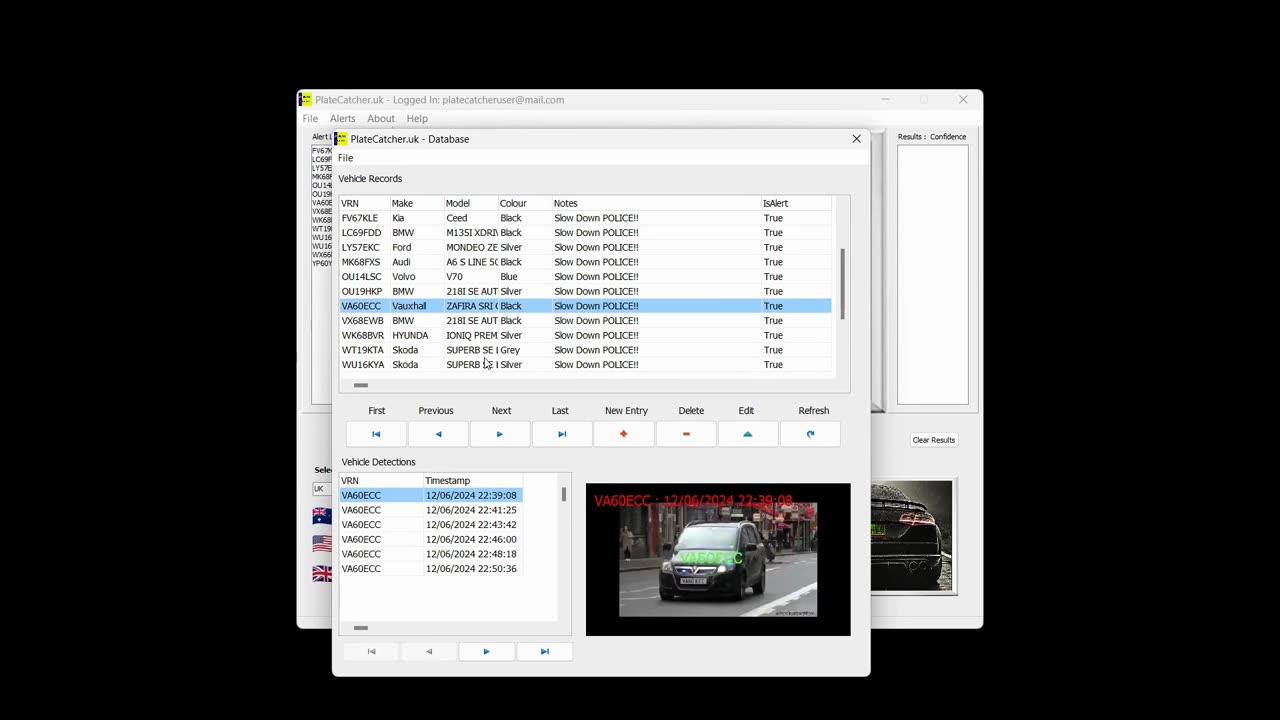 Viewing and Editing Details in PlateCatcher's Database | Windows ANPR Software