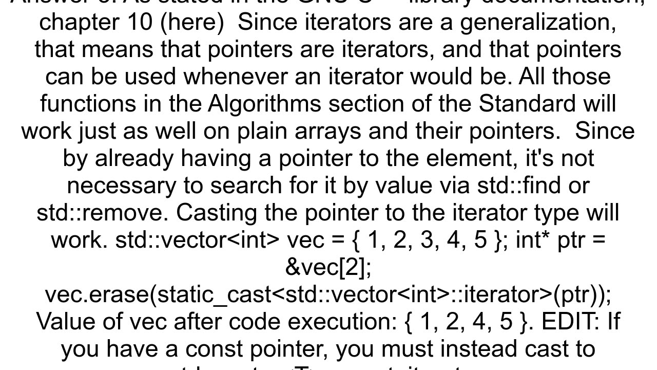 How to erase vector element by pointer