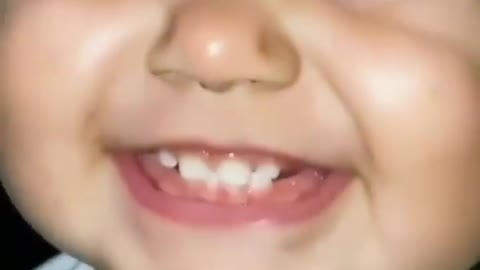 Baby bite and laughing, cute funny video.