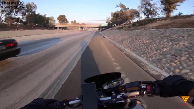 Motorcycle rider dodging car accident. 2021.05.14 — RIVERSIDE, CA