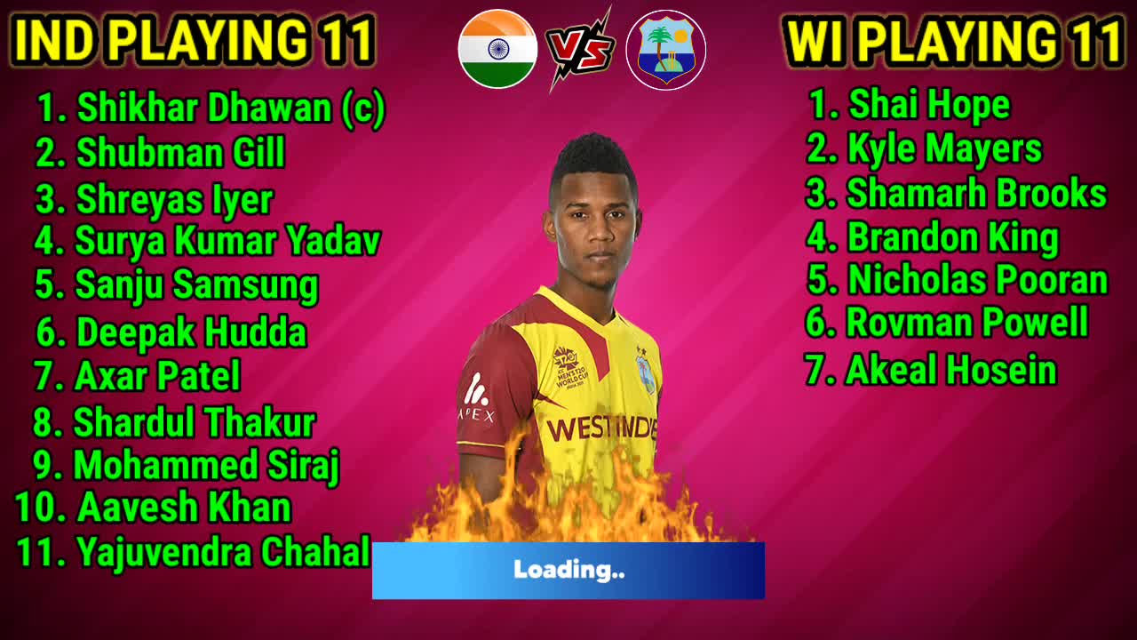 India vs West Indies 2nd odi match comparison India vs West Indies 2nd odi playing 11