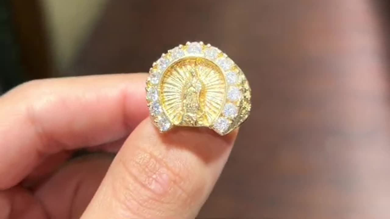 Real Gold Virgin Mary Men's Ring