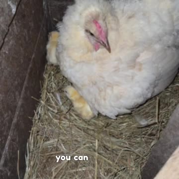 Brooder chicken with her baby chicks
