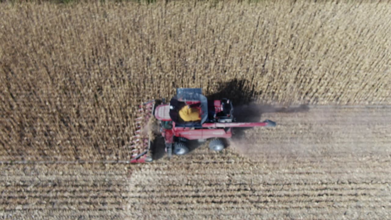 Follow combine sideways from above