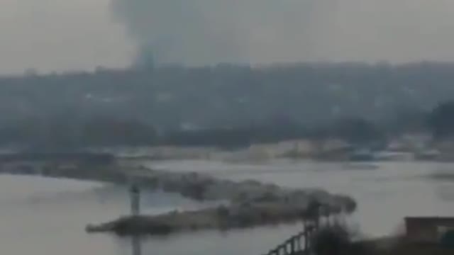 Strikes hit the town of Ukrainka, just south of Kiev.