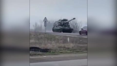 Ukraine.Tanks of the Russian Federation are going to Kiev.