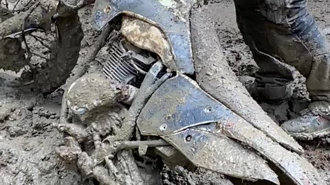 Dirt Bike Gets Stuck In The Mud