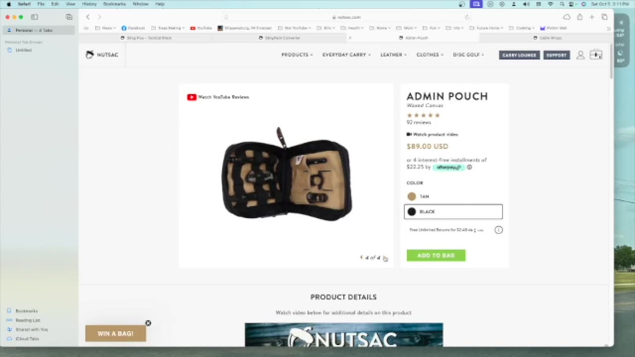 NutSac Sling Plus - TACTICAL BLACK