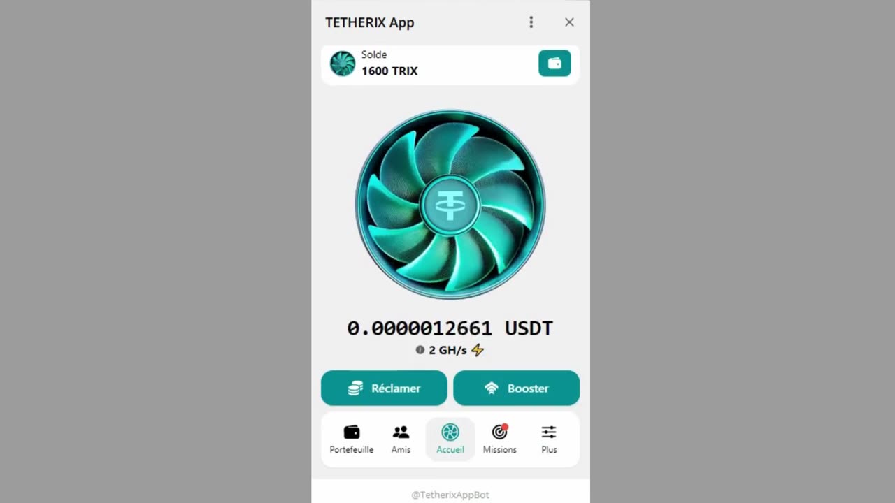 new minin mini app bot telegram tetherix app