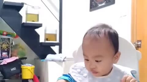 Cute baby tiktok eating Lunch