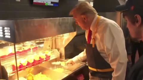 President Trump making fries at McDonalds