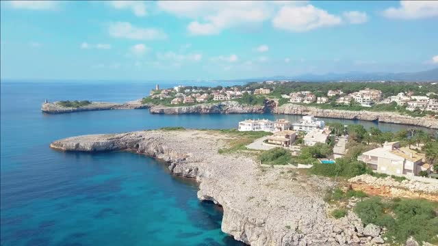 aerial landscape of the beautiful bay of cala mandia with a wonderful turquoise sea porto cristo