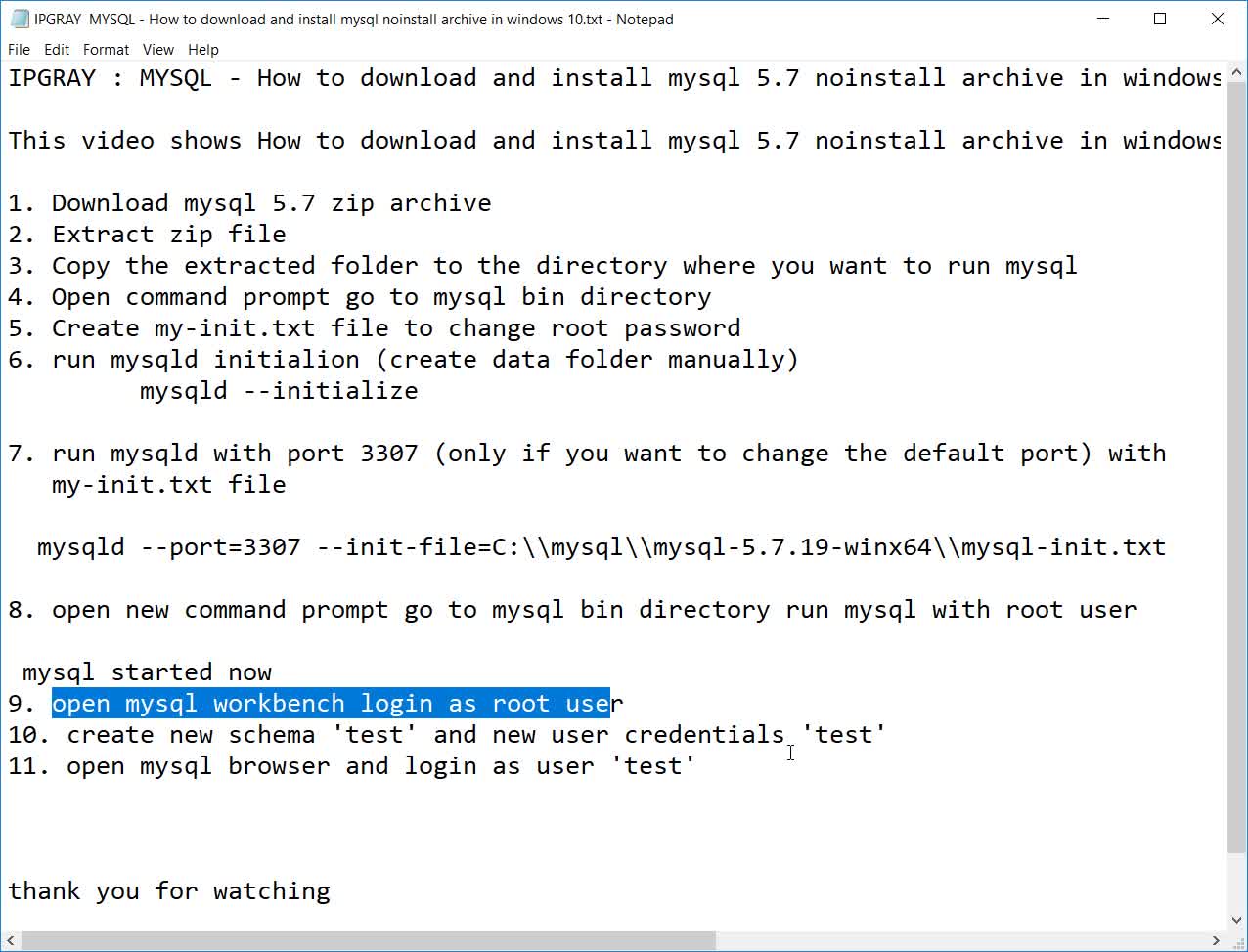 IPGraySpace: MYSQL - How to download and install mysql 5.7 noinstall archive in windows 10
