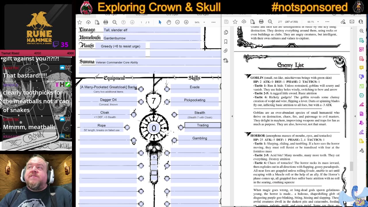 Crown & Skull RPG in Action! Chat Wants to SMASH Goblins so Let's Do It!