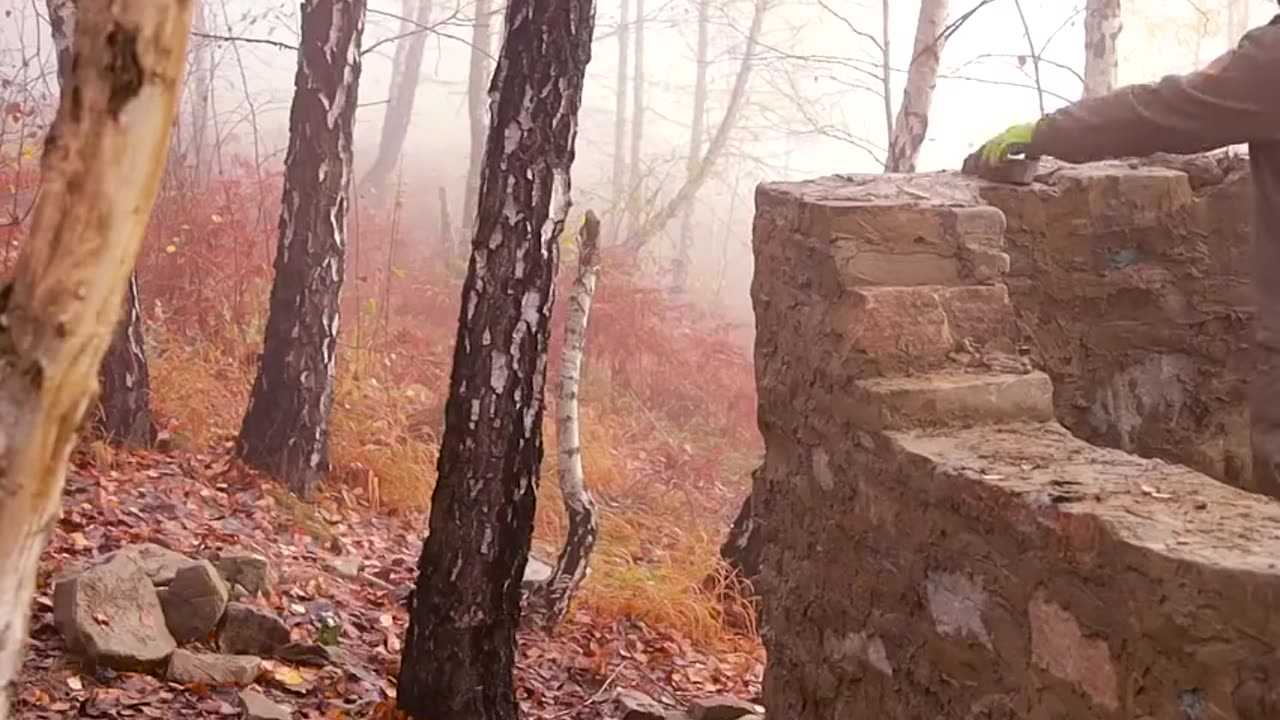 Building a Cozy Stone and Wood Cabin in the Deep Forest | With My Loyal Dog