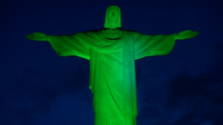 Brazil's Christ the Redeemer turns green for St Patrick's Day