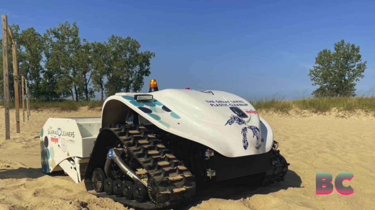 Robots at work cleaning trash from Michigan beaches