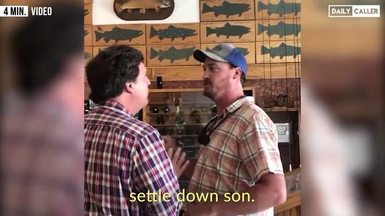 Tucker Carlson Runs and Hides As Montana Man Scolds Him in Store