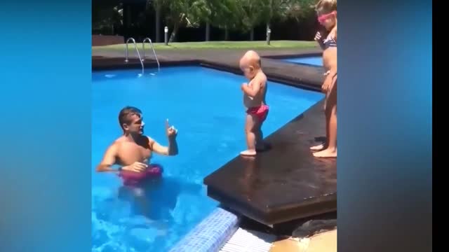 Baby Jumping in the water