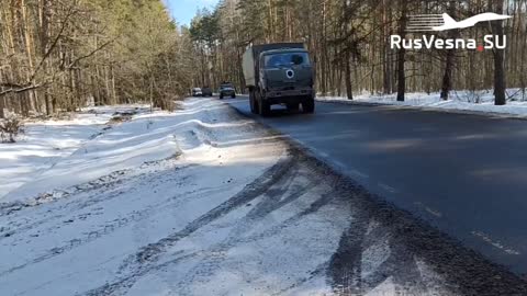 A column of Russian armored vehicles "Tiger" in the Sumy region