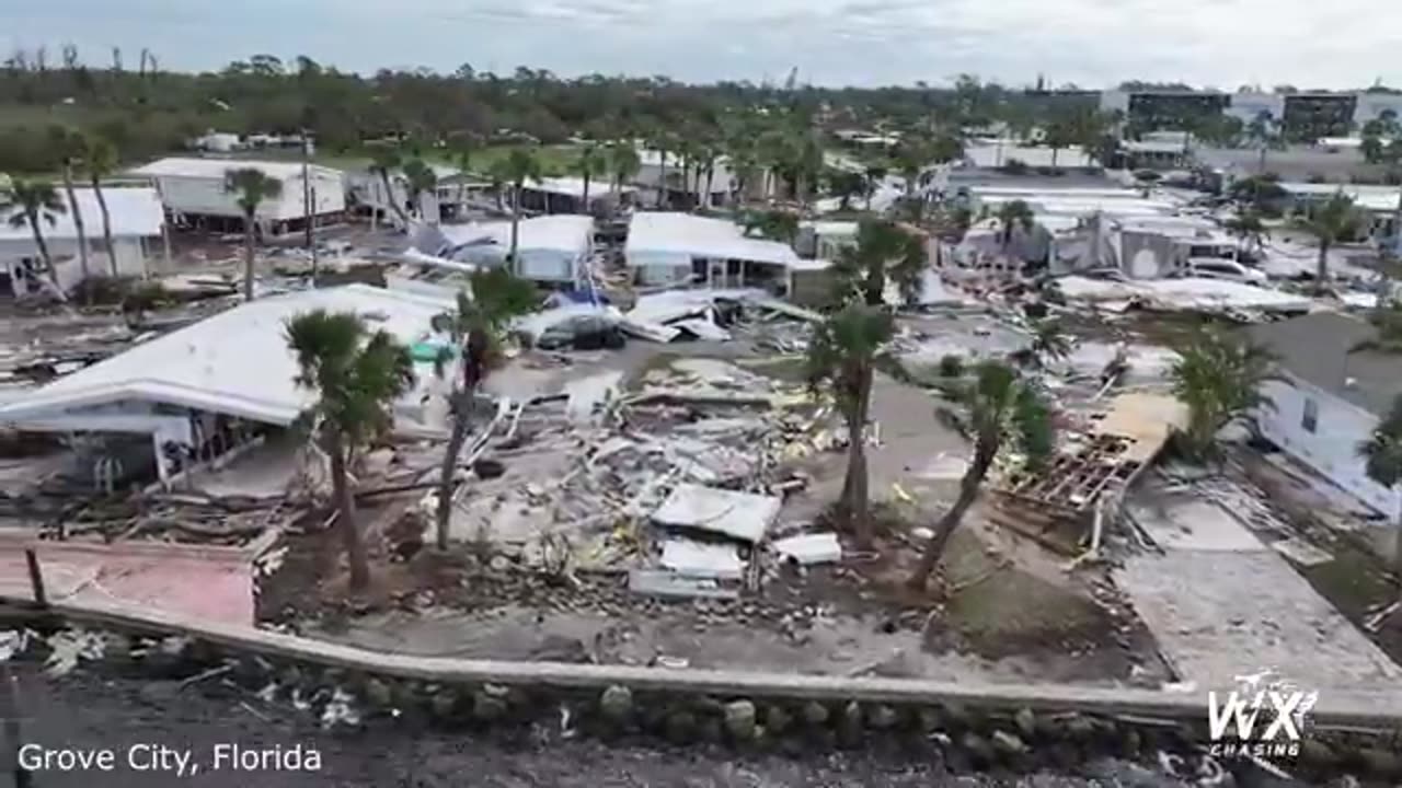 Hurricane Milton devastates the Manasota Key and Grove City, Florida - Drone