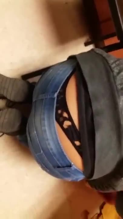 Store Worker Shows Her Black Whaletail