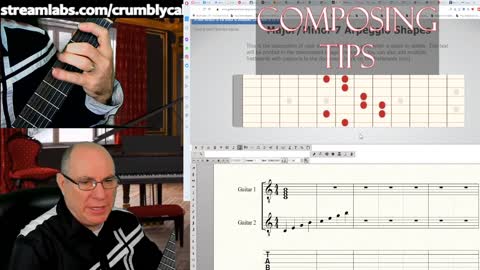 Composing for Classical Guitar Daily Tips: Major/Minor 7 Arpeggio Shapes
