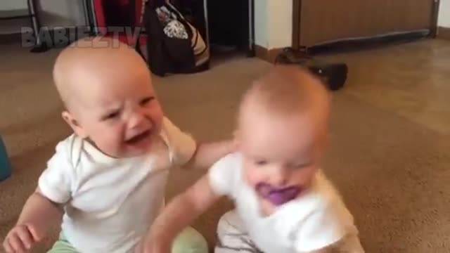 Funniest TWIN Baby Girls Fighting -Over Pacifier