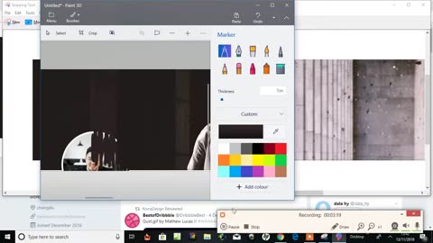 use snipping tool with paint 3d to blend colours