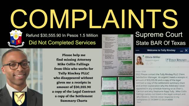 Mike C. Fallings Esq Partner Tully Rinckey PLLC Complaints Legal Services Not Completed Breach Of Contract Legal Malpractice $30, 555.90 Must Refund / Travis County / Austin Texas / DCBAR