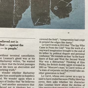 #VirtualUniversity : #words-of-wisdom in #new-book & #reviews of #spy-novels by John le Carre & son