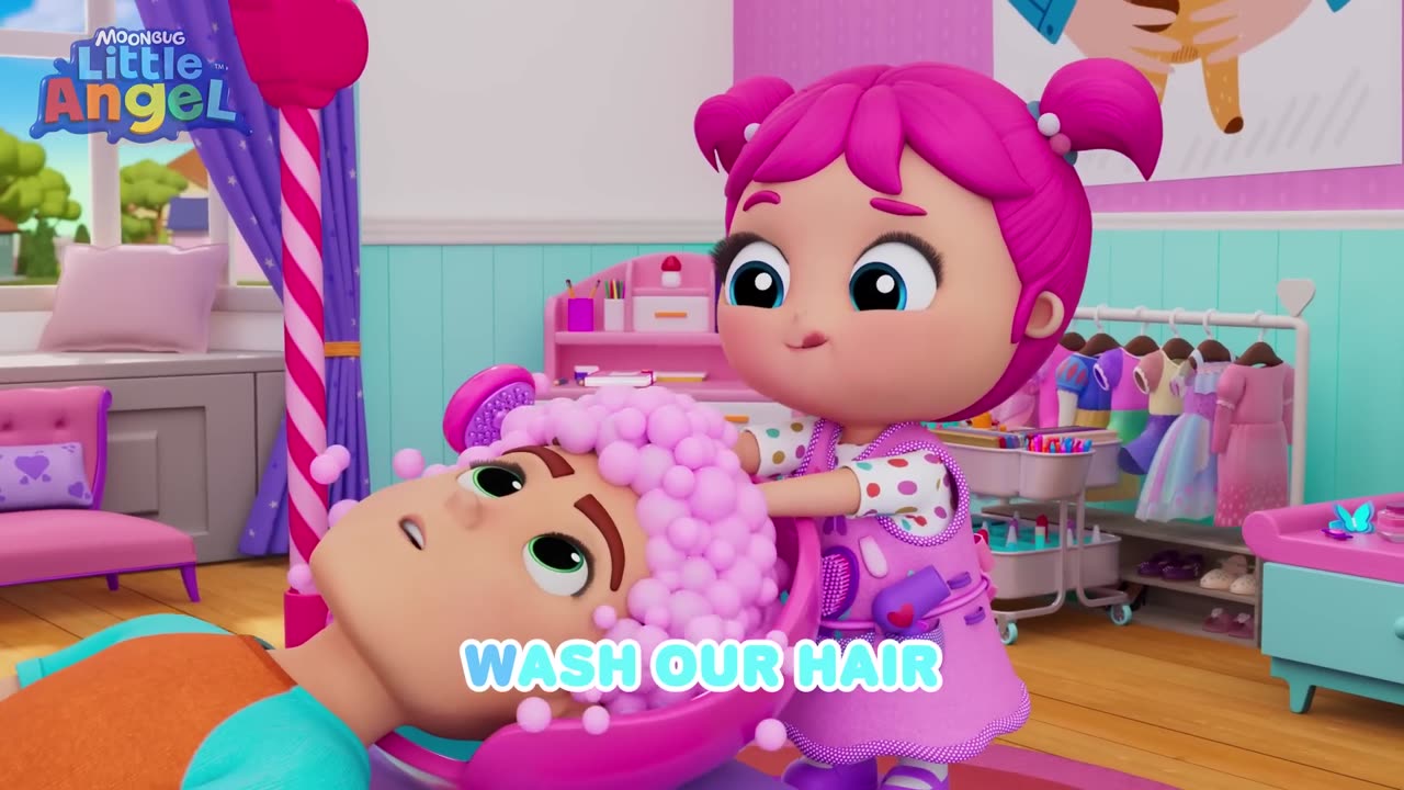 This Is the Way We Wash Our Hair | Little Angel Nursery Rhyme Fun!