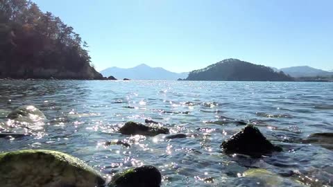 The sound of the waves on the quiet beach