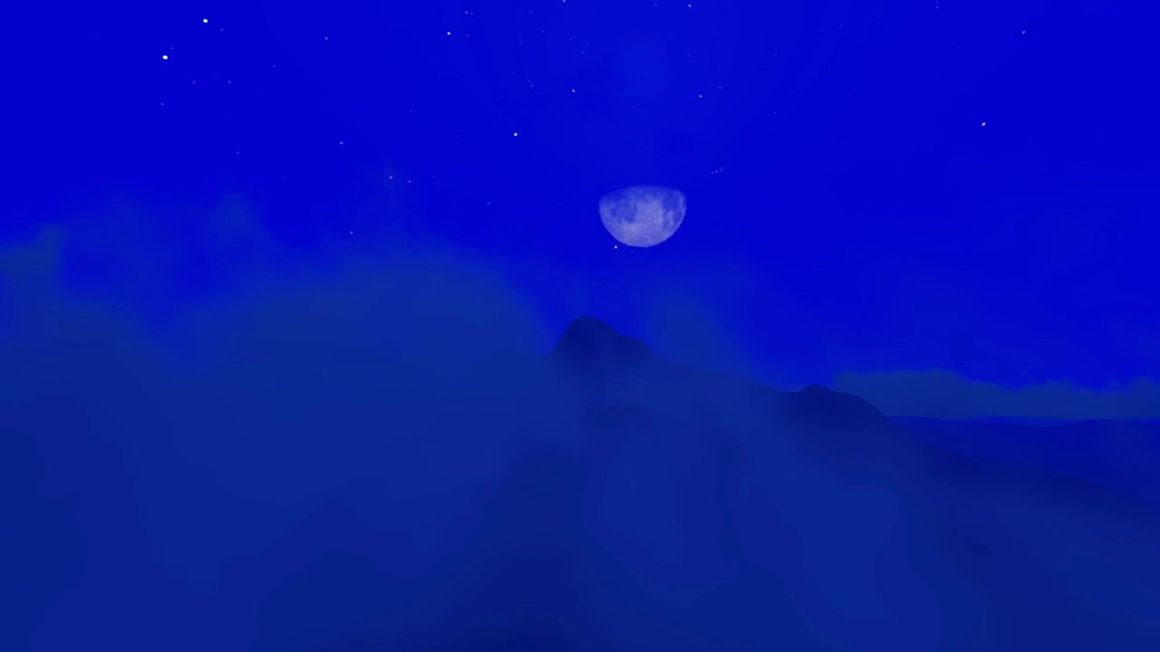 Silhouette of a mountain on a blue night