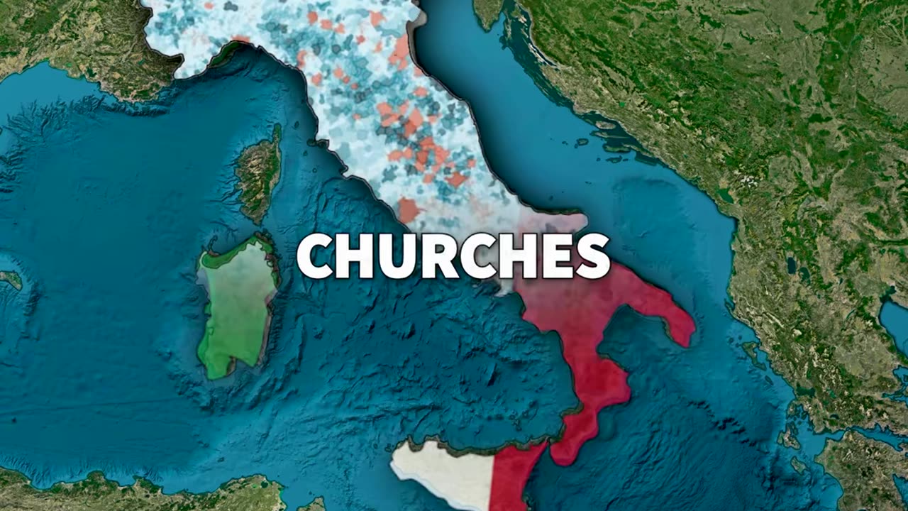 Counties with the most churches in the world