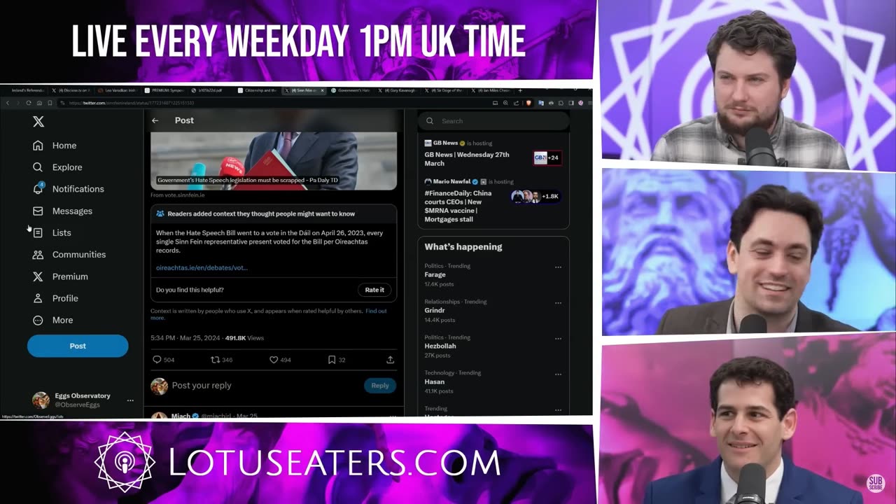 Ireland is about to bin the Bill (Hate Speech) The Lotus Eaters 27-03-24